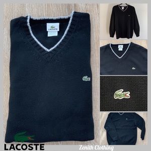 Lacoste Black V necks Sweater Size 6 (large)